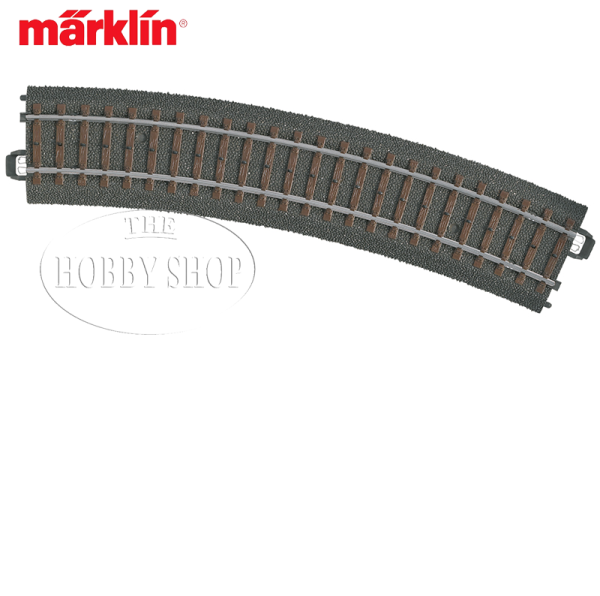 Märklin C Track Curved Radius R2 = 437.5 mm / 24.3° (turnout branch). 