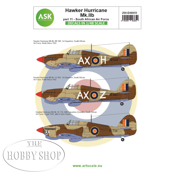 Art Scale 1/48 Hawker Hurricane Mk.IIB Part II SAAF Decals