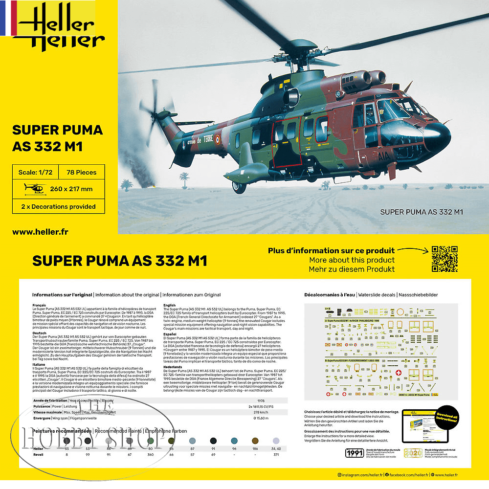 Heller 1/72 Super Puma AS 332 M1 - The Hobby Shop