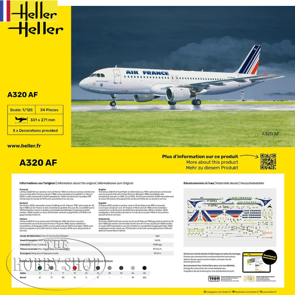 Heller 1/125 Aurbus A-320 Air France
