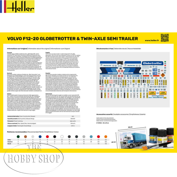 Heller 1/32 Volvo F12-20 Globetrotter & Twin axle Semi Trailer