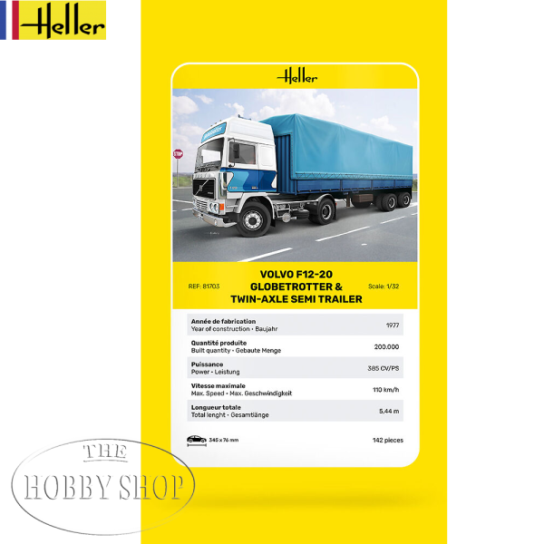 Heller 1/32 Volvo F12-20 Globetrotter & Twin axle Semi Trailer