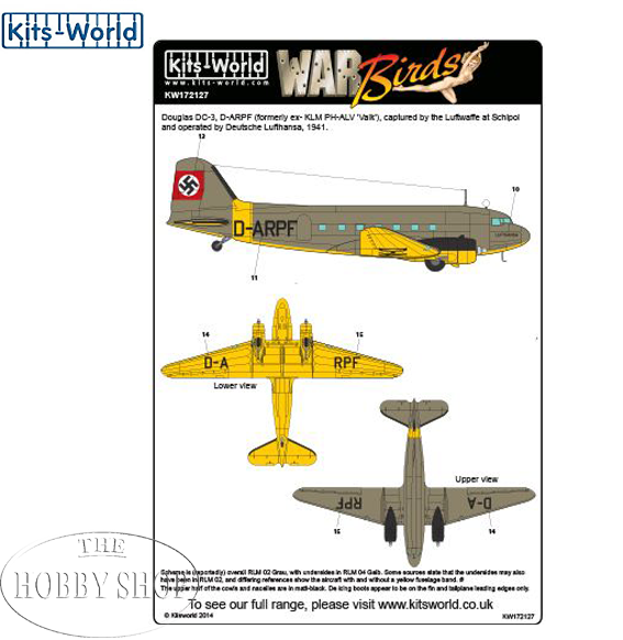 Kits-World 1/72 Douglas Dakota C-47 DC3 SAAF Decals