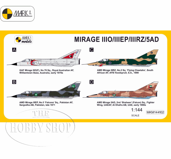 Mark I Models 1/144 Dassault Mirage IIIRZ SAAF Decals