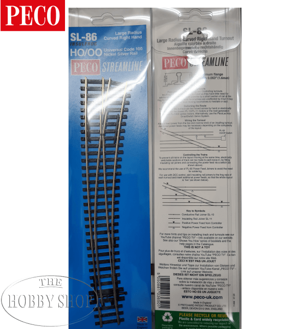 Peco HO/OO Streamline Curved Turnout Right Large Radius
