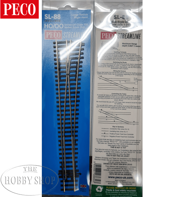 Peco HO/OO Streamline Turnout Right Large Radius Insulfrog