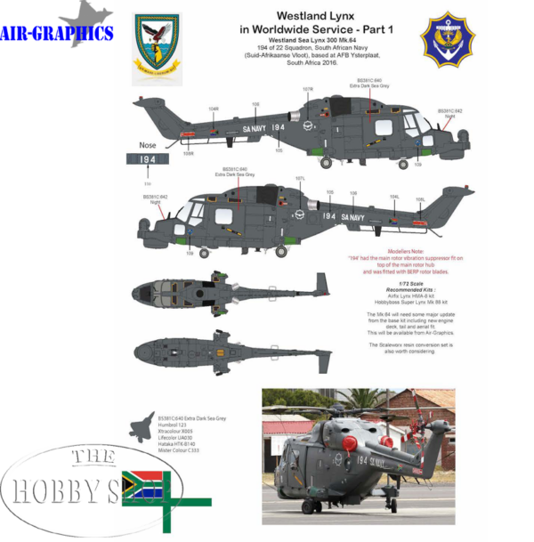 Air-graphic 1/72 Westland Lynx in World Wide Service Part 1 Decal Set