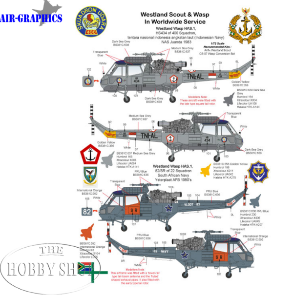Air-graphic 1/72 Westland Scout & Wasp World Wide Service Decal Set