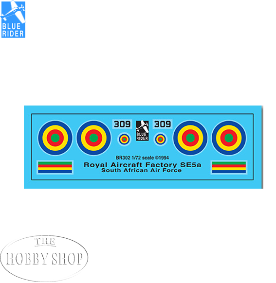 Blue Rider 1/72 South African Air Force SE5A 1921 Decal Set