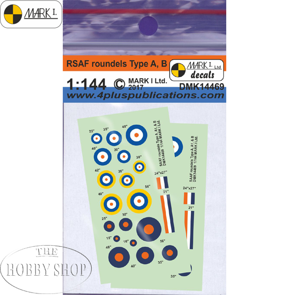 Mark I 1/144 South African Airforce Roundels Type A. A1. B SAAF (2 Sets)