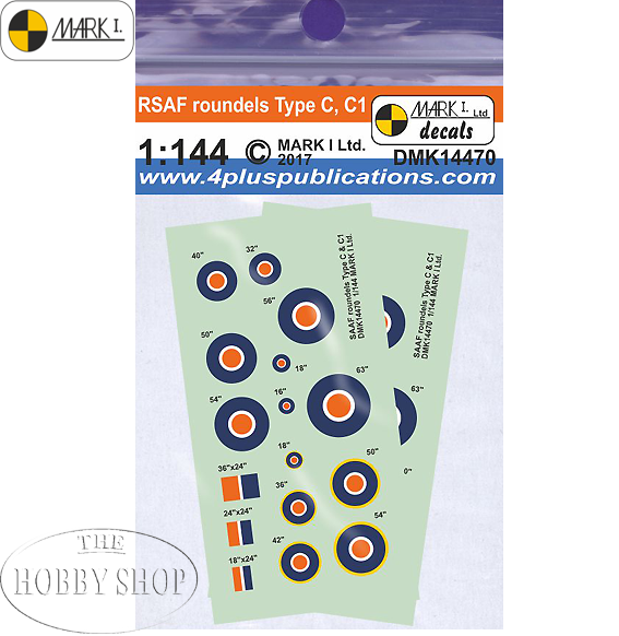 Mark I 1/144 South African Airforce Roundels Type A. A1. B SAAF (2 Sets)