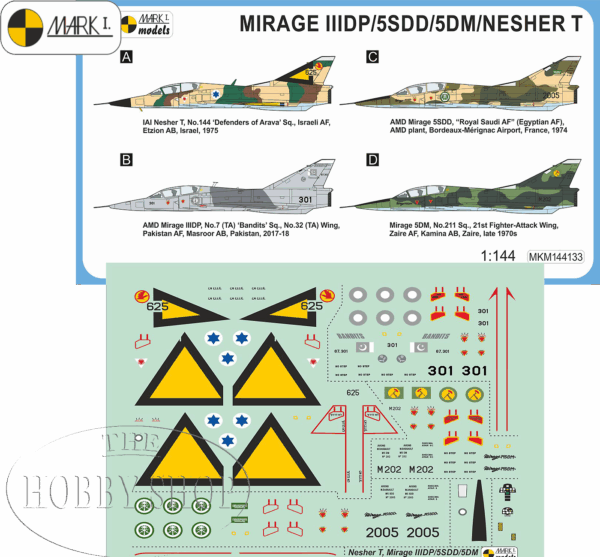 Mark I 1/144 Dassault Mirage IIIDP/ 5DM/ NESHER T