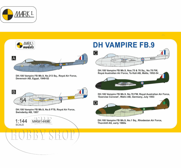 Mark I 1/144 DH Vampire FB.9 (2 in 1 Kit)