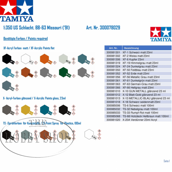Tamiya 1/350 Missouri BB-63 US Battleship