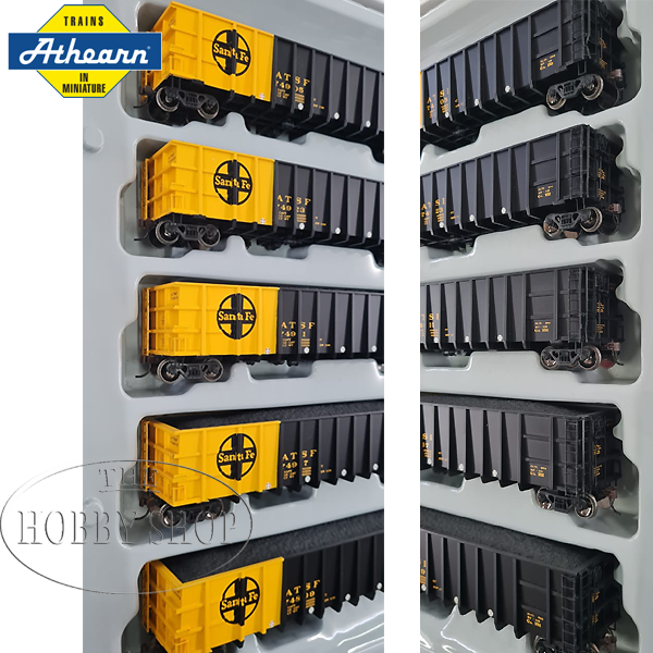 Athearn 1/87 50` High Sided Coal Gondolas Set Santa Fe (x5)