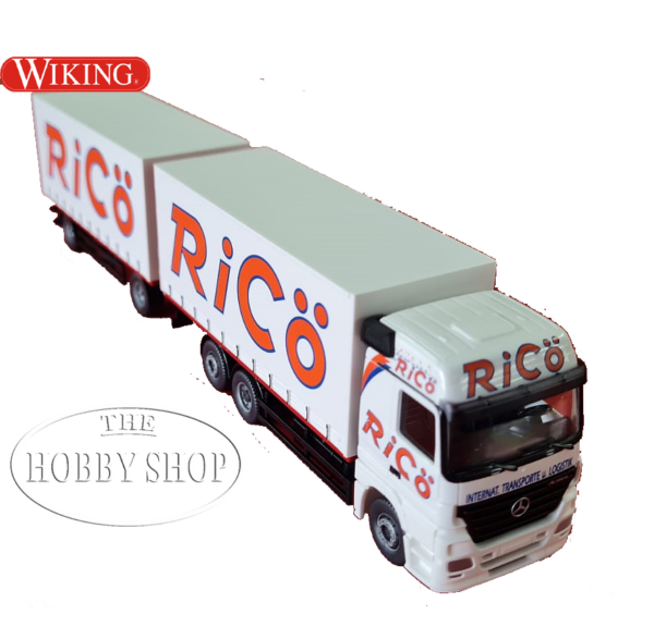 Wiking 1/87 HO Gardinenplanen-Lastzug MB Actros