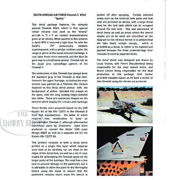 Levos 1/48 Cheetah C SAAF Decal Set Spotty