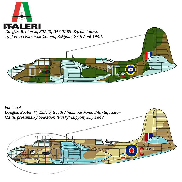 Italeri 1/48 A-20B/C Boston III Havoc with SAAF Decals Italeri 1/48 A-20B/C Boston III Havoc with SAAF Decals