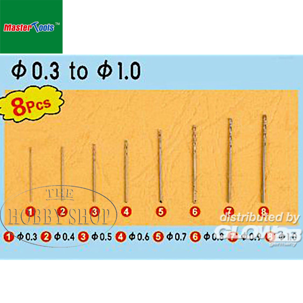 Master Tools Twist Drilling Auger Bit Set 1 (8 pieces 0.3 to 1mm)
