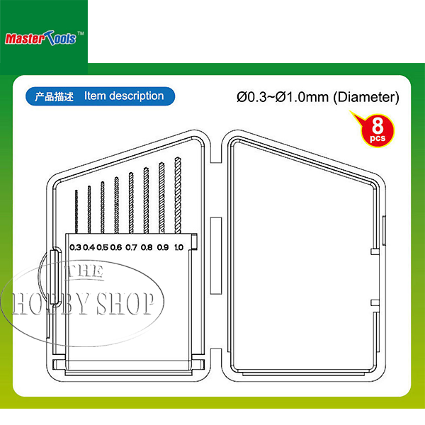 Master Tools Twist Drilling Auger Bit Set 1 (8 pieces 0.3 to 1mm)