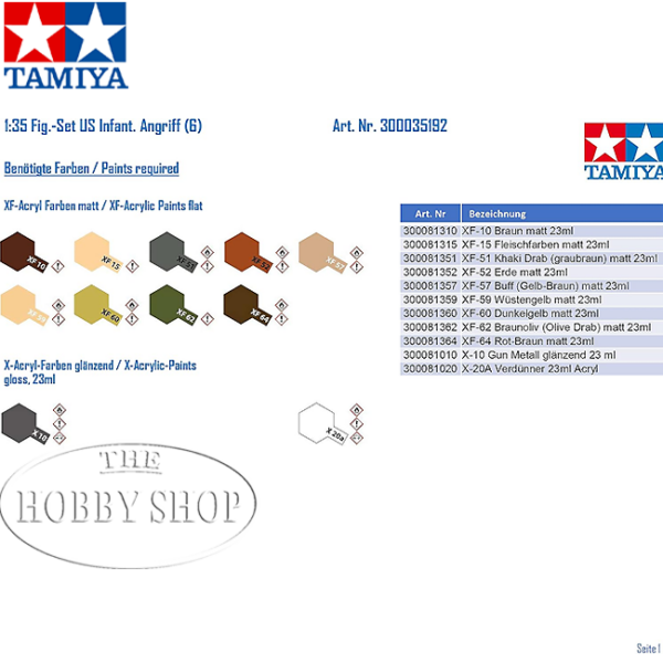 Ttamiya 1/35 US Army Assault Infantry (x6)