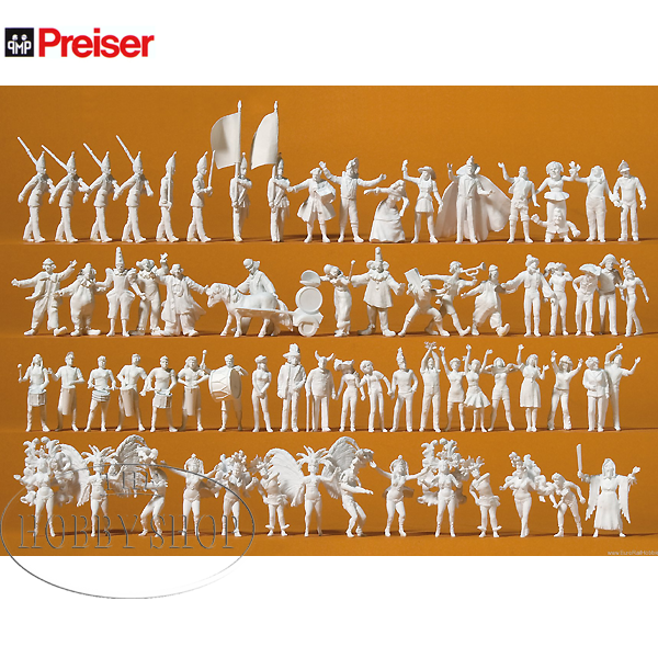 Preiser 1/87 HO Carnival & Circus 68 Unpainted Figures