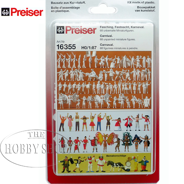 Preiser 1/87 HO Carnival & Circus 68 Unpainted Figures