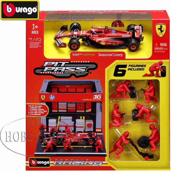 Burago 1/43 Ferrari F1 SF-24 2024 Pit Pass Set