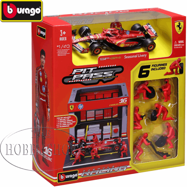 Burago 1/43 Ferrari F1 SF-24 2024 Pit Pass Set