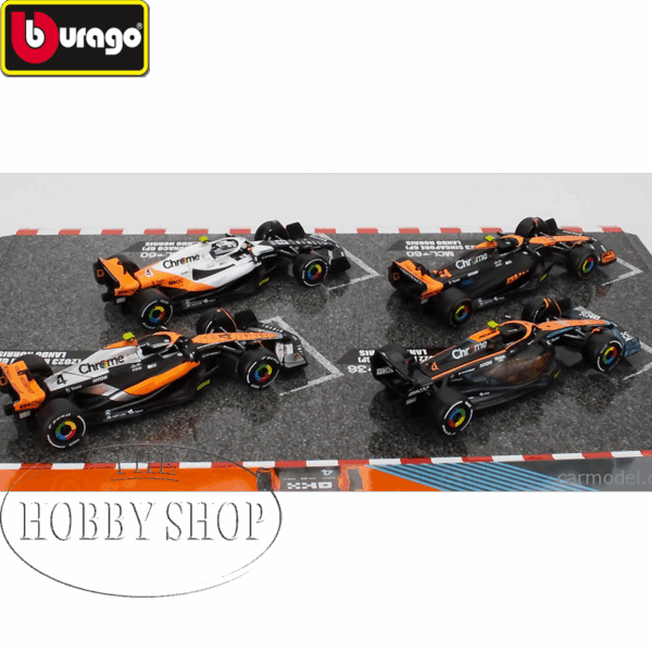 Burago 1/43 McLaren F1 4 Pack Lando Norris