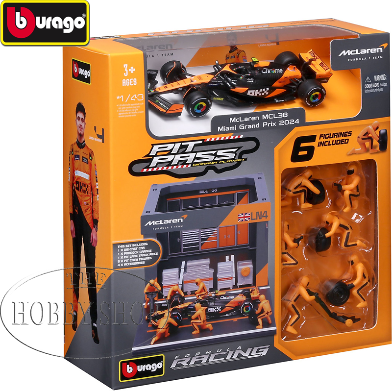 Burago 1/43 McLaren F1 MCL38 2024 Pit Pass - The Hobby Shop