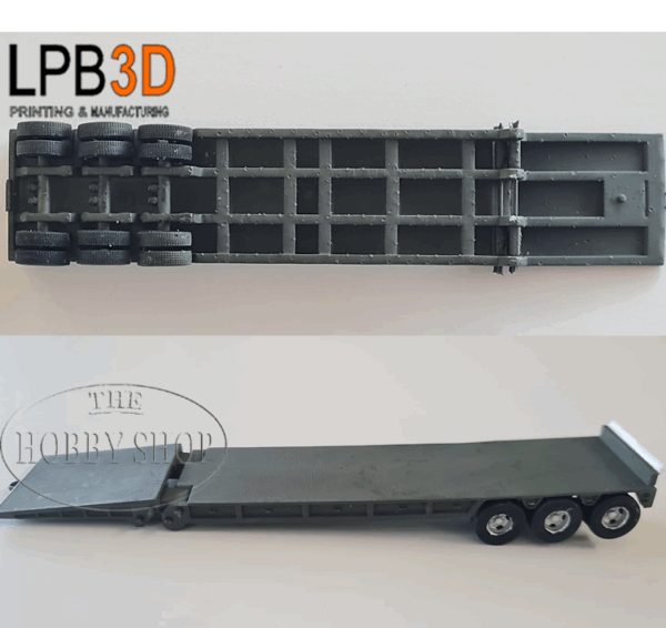 LPB3D 1/87 HO Gooseneck Lowbed Trailer Ready To Run