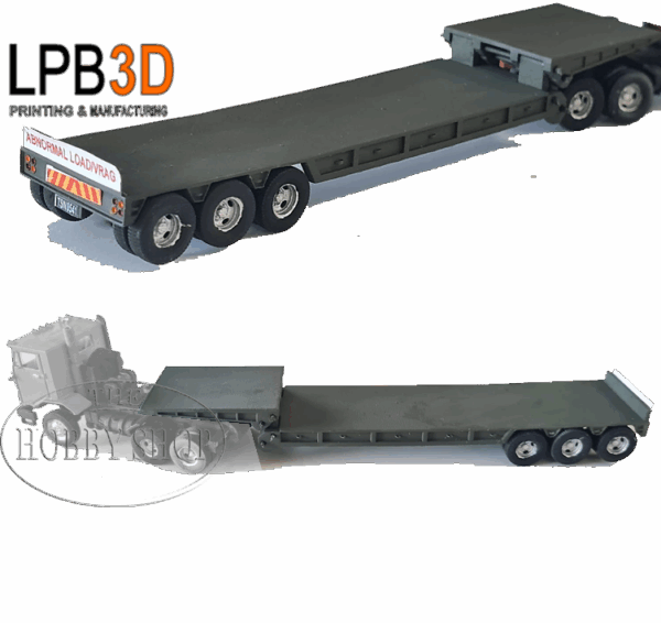 LPB3D 1/87 HO Gooseneck Lowbed Trailer Ready To Run