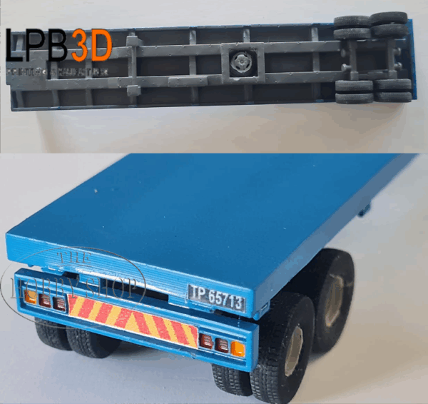 LPB3D 1/87 HO Flatbed Trailer Double Axle Ready To Run