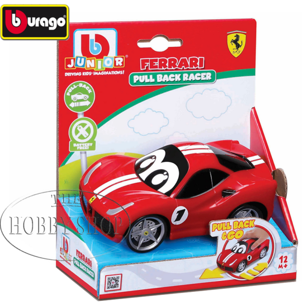 Burago Pull Back Ferrari 488 GTB Racer Car
