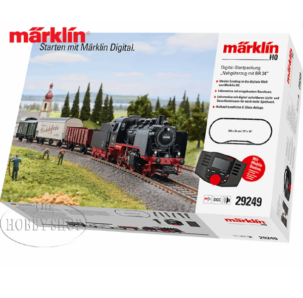 Marklin 1/87 HO Short Haul Freight Train with Class 24 Digital Starter Set MFX with Sound