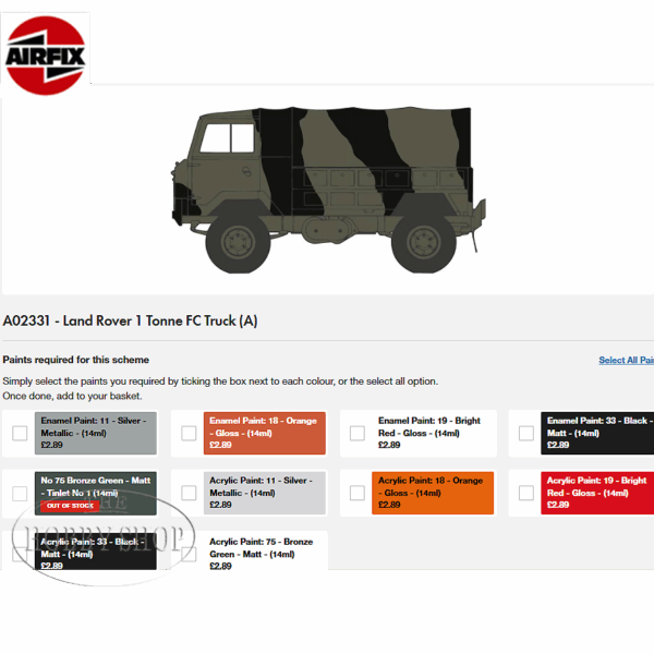 Airfix 1/76 Land Rover 1 Tonne FC Truck GS Body Airfix 1/76 Land Rover 1 Tonne FC Truck GS Body