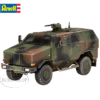 1/72 ATF Dingo 1 1/72 ATF Dingo 1 SKU Rev03345 In Stock Share on Facebook Share on Twitter Share on LinkedIn Pin this Very detailed model kit of the ATF Dingo 1. scale 1/72. 65 parts. 7,6 cm length. Suitable from 12 years. Model kit of the armoured transport vehicle ATF Dingo 1. Dingo 1 offers maximum protection against mines and IEDs with its special V-shaped underbody. - Clear plastic parts for window display - Complete drive train with mine deflector - Gun carriage can be equipped with MG 3, 40 mm grenade machine gun or 12.7 mm MG Authentic representation of the following versions: - 2. Kp/TF1 Zur, KFOR, Prizren 2001 - Task Force Fox "Essential Harvest" Mazedonien 2003 - ISAF Camp Warehouse, Afghanistan 2005 Difficulty Level: 4 Number of parts: 65 What's in the Box: Plastic model kit (non-assembled) Illustraded, multilingual assembly instructions Decal set Product Dimensions: 7.6x4x3.5cm Box Dimensions: 24.3x15.8x3.6cm Recommended Age: 12+