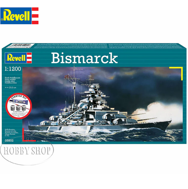 Revell 1/1200 Bismarck Set incl Paints. Brush. Glue