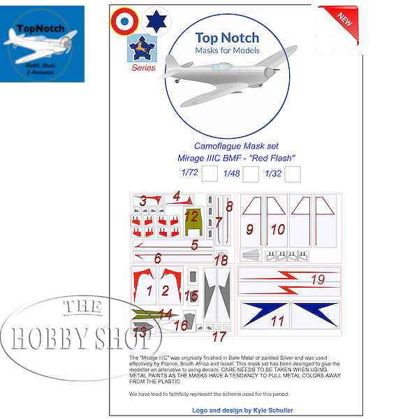1/48 Dassault Mirage IIIC Camouflage Mask Set Decals SAAF