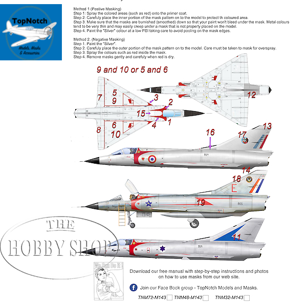 TopNotch 1/48 Dassault Mirage IIIC Camouflage Mask Set Decals SAAF