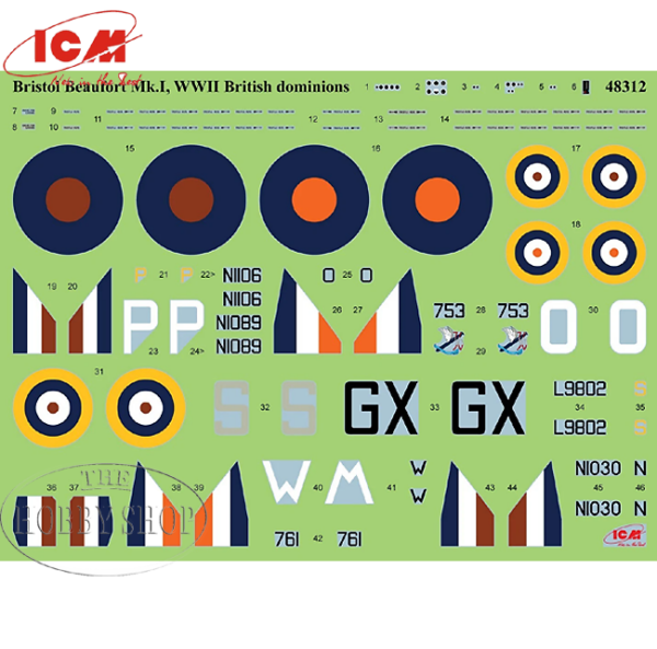 ICM 1/48 Bristol Beaufort Mk.I WWII British Dominions Air Force includes SAAF Decals