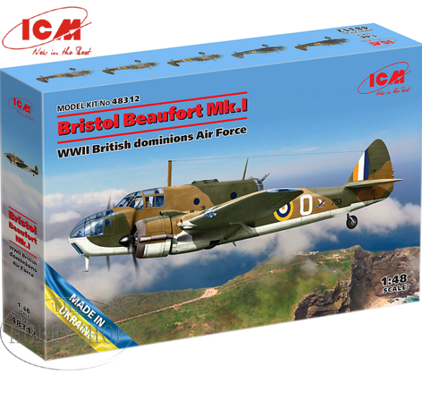 ICM 1/48 Bristol Beaufort Mk.I WWII British Dominions Air Force includes SAAF Decals