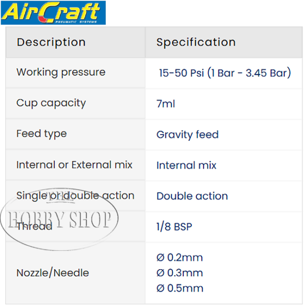 Aircraft Air Brush Kit Model A130 0.3mm (includes Hose)