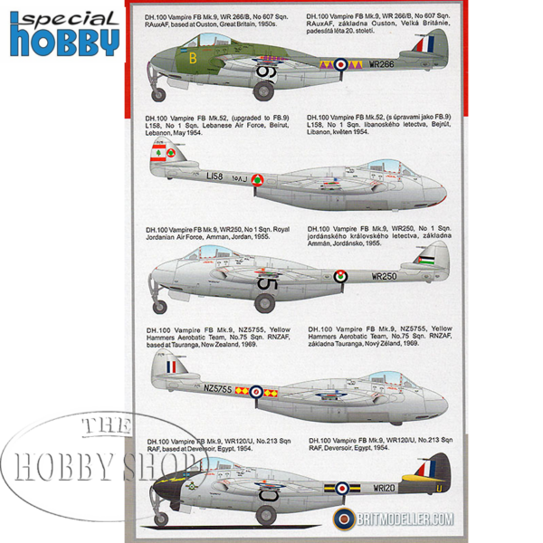 Special Hobby 1/72 DH.100 Vampite FB.Mk9 Tropical Fighter Bomber Special Hobby 1/72 DH.100 Vampite FB.Mk9 Tropical Fighter Bomber
