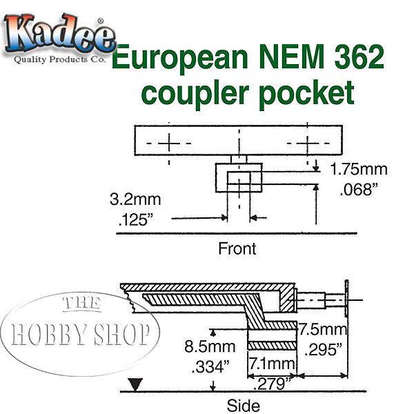 Kadee HO #20 Couplers European Style Extra Long (2 Pair)