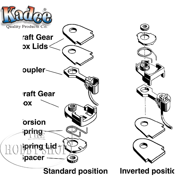 Kadee HO #35 Series 30 Plastic Couplers With Gearboxes Short Overset Shank (2 Pair)