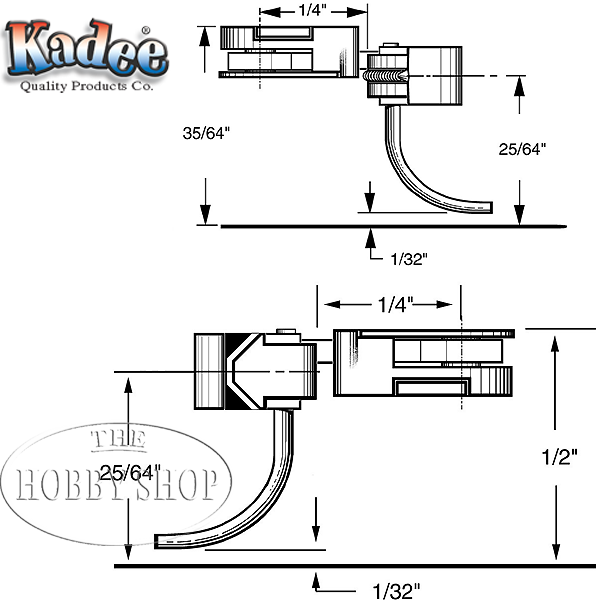 Kadee HO #35 Series 30 Plastic Couplers With Gearboxes Short Overset Shank (2 Pair)