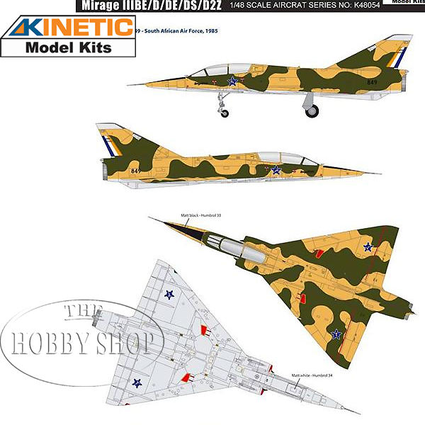 Kinetic 1/48 Mirage IIIBE/D/DE/DS/D2Z with SAAF Decals