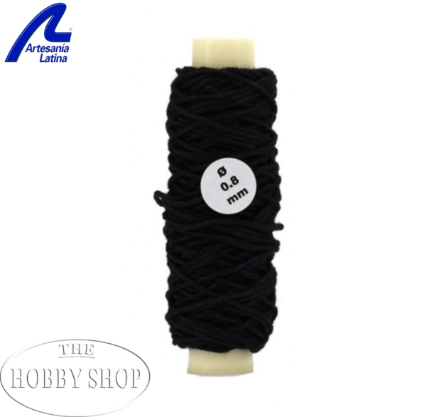 Artesania Cotton Thread Black 0.75mm (20m)
